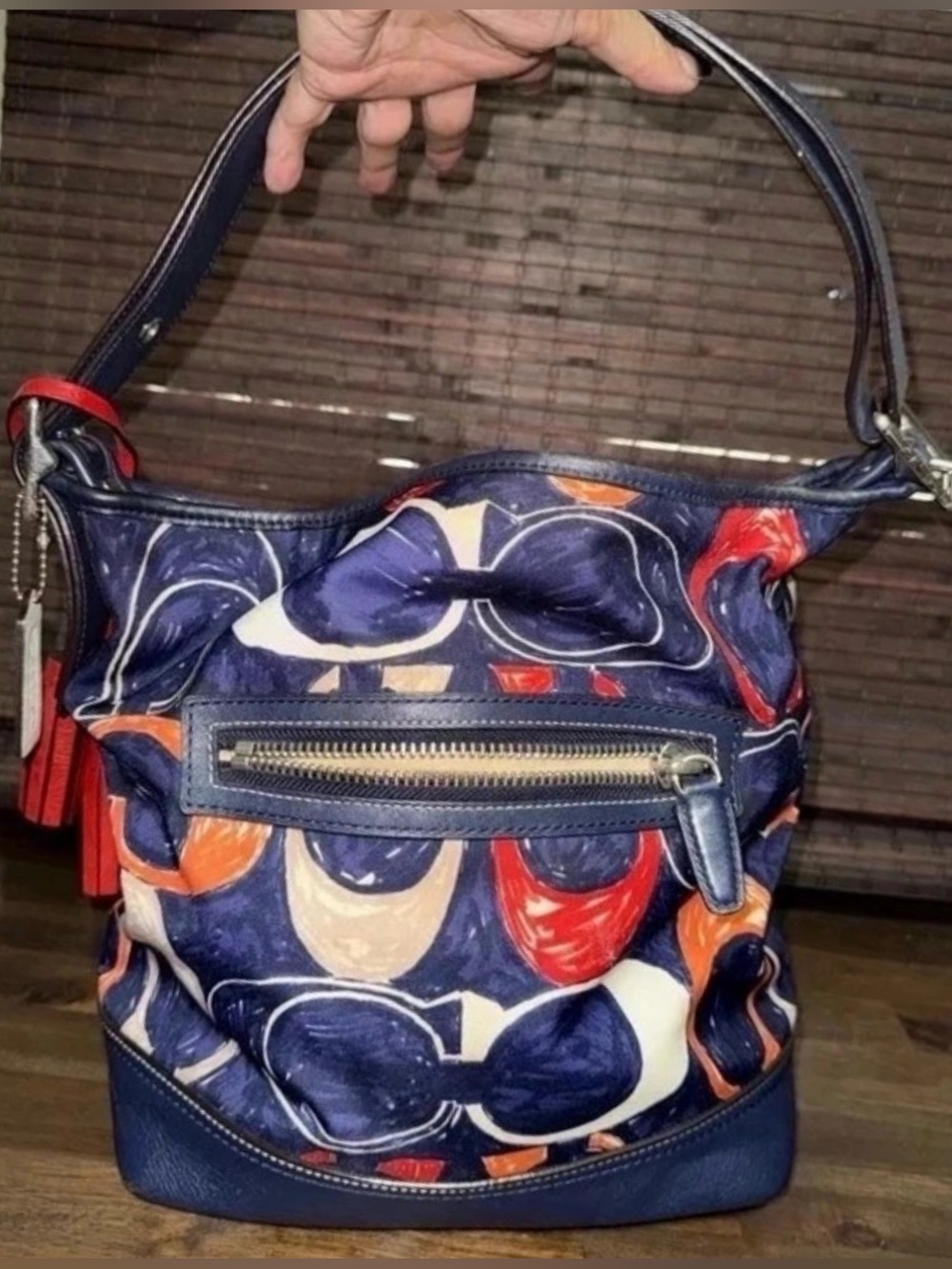 Coach Legacy Heritage Signature C Print Duffle Bag Navy